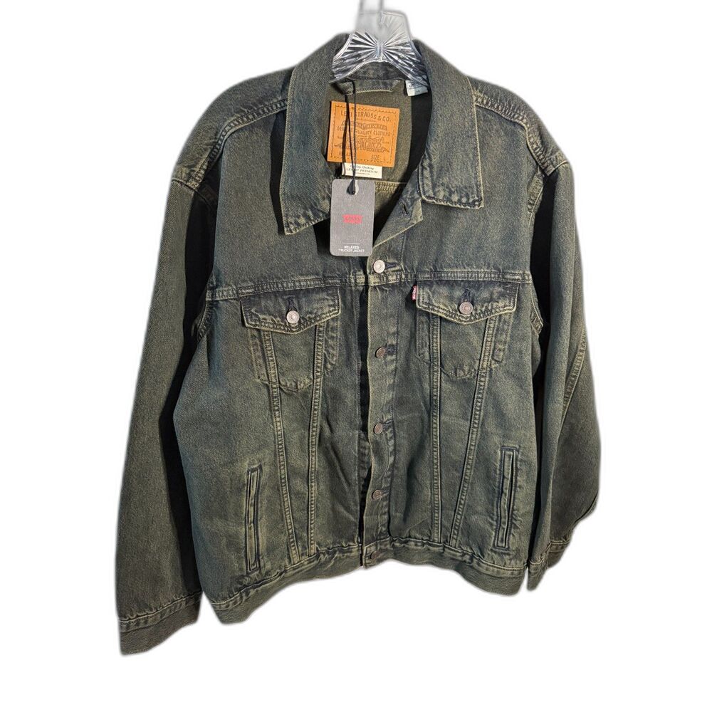 Levi’s Premium Relaxed Trucker Jacket Men’s L Washed Black Charcoal Denim